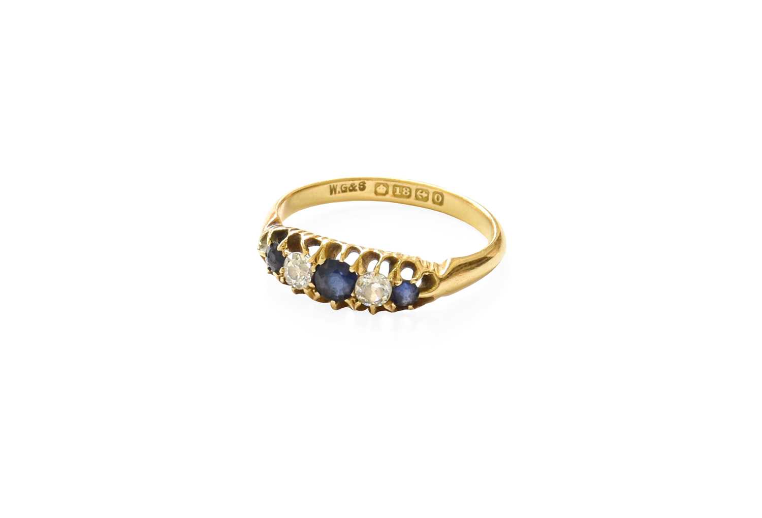 Lot 70 - An 18 Carat Gold Sapphire and Diamond Five...