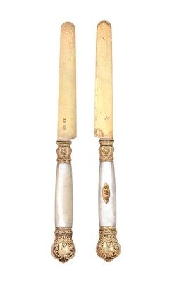 Lot 2057 - A Set of Six French Silver-Gilt and Mother-of-Pearl Fruit-Knives