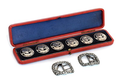 Lot 2130 - Set of Six Silver Buttons, modelled as a...