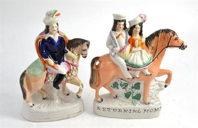 Lot 37 - A Staffordshire figure 'Returning Home' and an equestrian figure