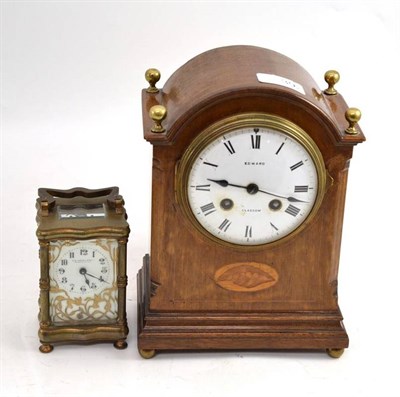 Lot 39 - Edwardian mahogany mantel clock and a carriage clock (2)