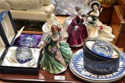 Lot 43 - Caithness paperweight, two others (all cased), three Wedgwood year plates, three Royal Doulton...