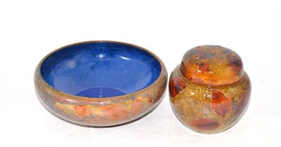 Lot 46 - A Royal Doulton Autumn leaves stoneware bowl and pot pourri vase and cover