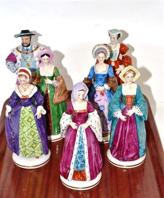 Lot 47 - Sitzendorf china figure of Henry VIII and his six wives