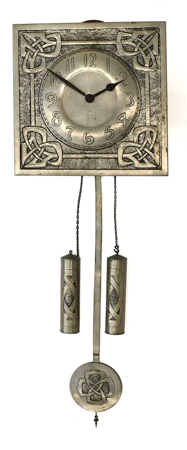 Lot 54 - A Glasgow School Pewter Wall Clock, circa 1900,...