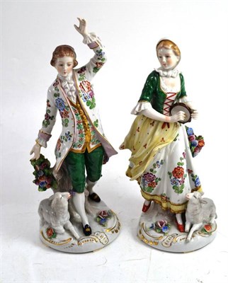 Lot 61 - Pair of Sitzendorf porcelain figures in 18th century costume