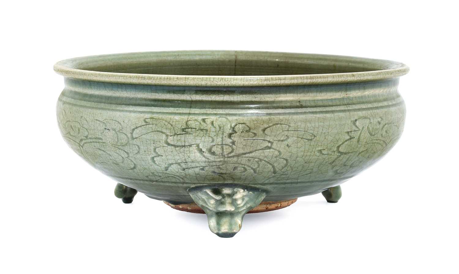 Lot 223 - A Chinese Longquan Celadon Tripod Censer, Ming...
