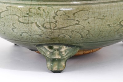 Lot 223 - A Chinese Longquan Celadon Tripod Censer, Ming...