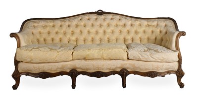 Lot 384 - A French Style Walnut Framed Three-Seater Sofa,...