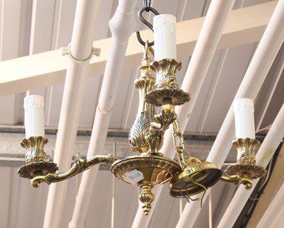 Lot 128 - A Pair of Ribbon Tied Brass Twin Light Wall...