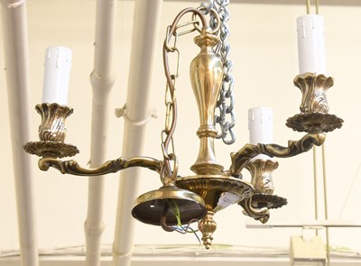 Lot 128 - A Pair of Ribbon Tied Brass Twin Light Wall...