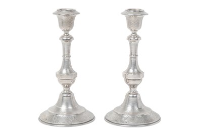 Lot 2085 - A Pair of Austro-Hungarian Silver Candlesticks