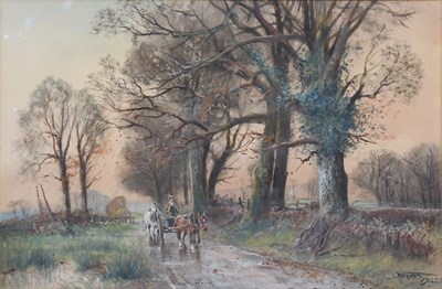 Lot 1046 - Henry Charles Fox (1855-1929) Cart horses on a...