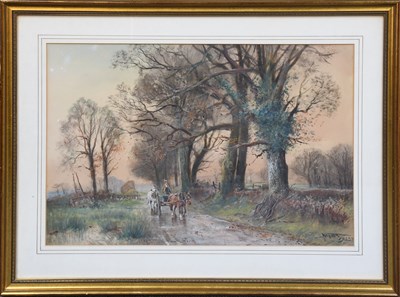 Lot 1046 - Henry Charles Fox (1855-1929) Cart horses on a...