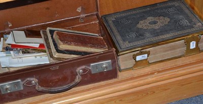 Lot 86 - Bible, small suitcase of ephemera etc