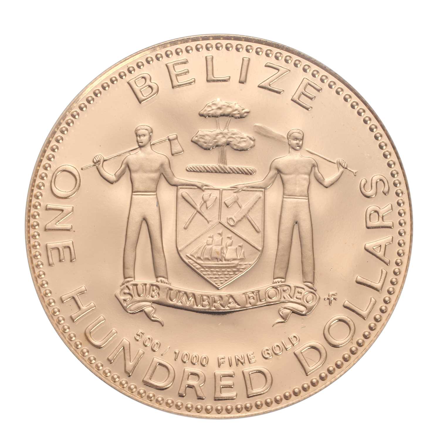 Lot 203 - Belize, One Hundred Dollars 1979, struck to...
