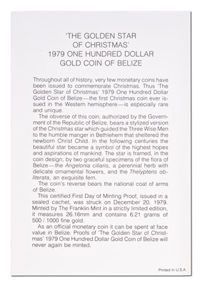 Lot 203 - Belize, One Hundred Dollars 1979, struck to...