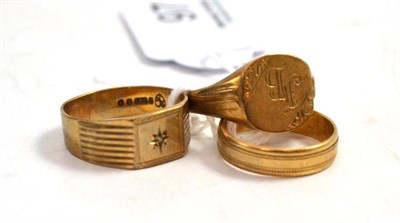 Lot 97 - Three 9ct gold rings