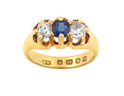 Lot 2281 - An 18 Carat Gold Sapphire and Diamond Three...