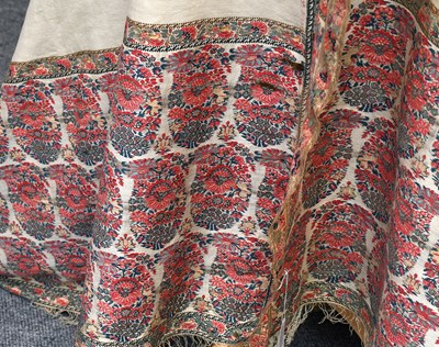 Lot 2038 - Early 19th Century Cream Wool Paisley Shawl,...