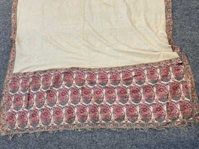 Lot 2038 - Early 19th Century Cream Wool Paisley Shawl,...