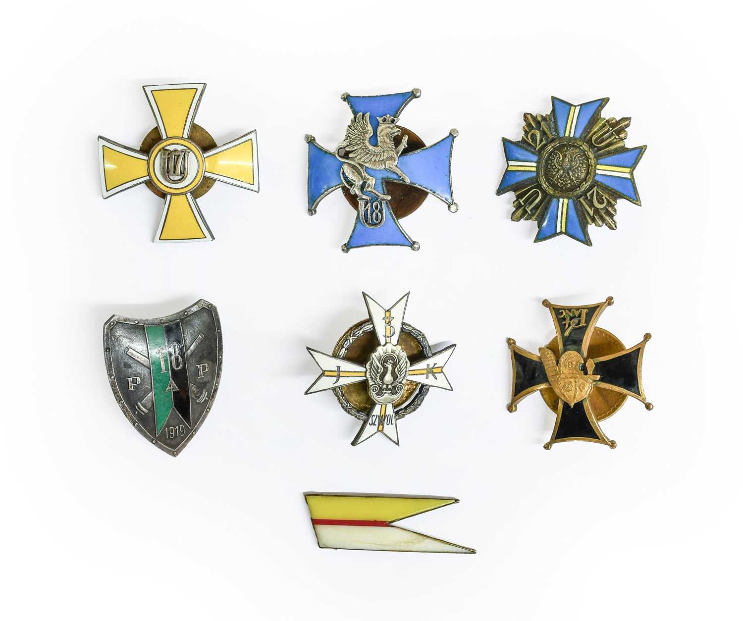 Lot 218 - Six Polish Officer's Breast Badges to:- 18th...