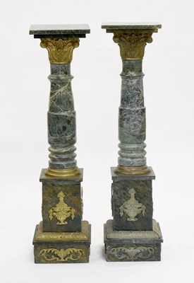 Lot 391 - A Matched Pair of French-Style Green Marble...