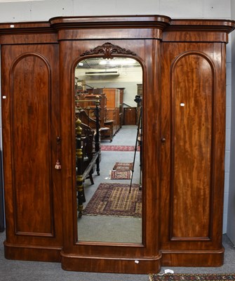 Lot 1246 - A Victorian Mahogany Mirrored Breakfront...