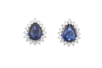 Lot 2236 - A Pair of Sapphire and Diamond Cluster...