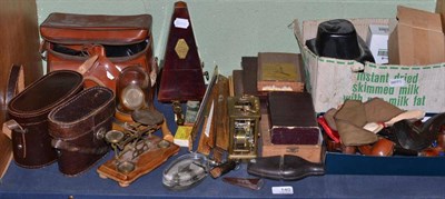 Lot 140 - Two cased pairs of binoculars, metronome, various pipes including Meerschaum and cameras etc