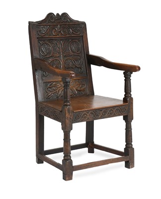 Lot 302 - A Joined Oak Armchair, probably South...