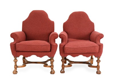 Lot 320 - A Pair of Feather-Filled Upholstered Armchairs,...