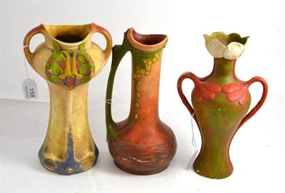 Lot 158 - Three Art Nouveau Austrian cold painted vases by Julius Dressler