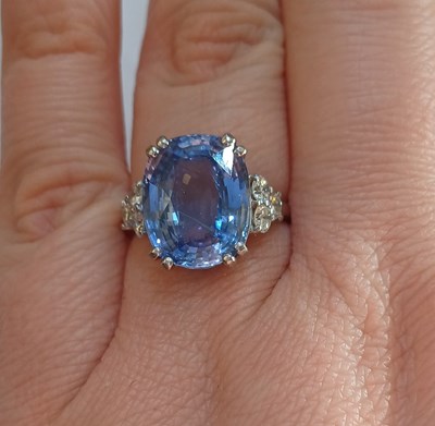 Lot 2291 - An 18 Carat White Gold Sapphire and Diamond...