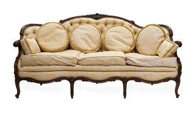 Lot 392 - A French Style Walnut-Framed Three-Seater Sofa,...