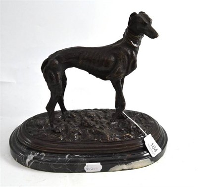 Lot 164 - After Mene, bronze greyhound on marble base