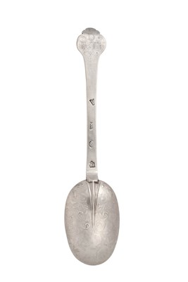 Lot 2032 - A Charles II Silver Lace-Back Trefid-Spoon