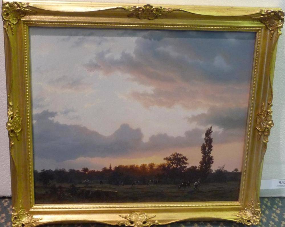 Lot 870 - Daniel Van Der Putten (b.1960)  "Summer Sunset at Towcester, Northamptonshire " Signed, singed...