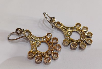 Lot 2288 - A Pair of Diamond Drop Earrings of chandelier...