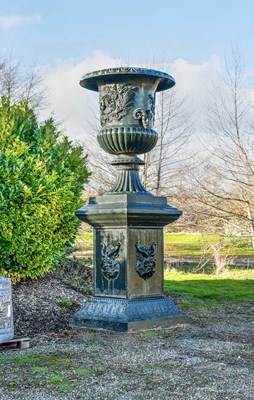 Lot 438 - A Pair of Monumental Cast Iron Campana Garden...