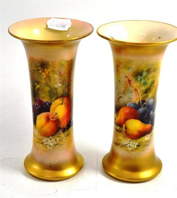 Lot 192 - A pair of Worcester vases signed Ricketts (a.f.) (restored)