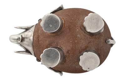 Lot 2078 - A Russian Gem-Set Silver-Mounted Sandstone Match-Holder in the Form of an Elephant