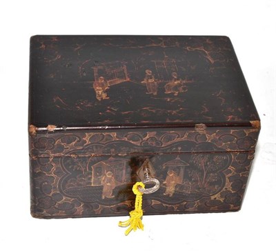 Lot 208 - 19th century lacquered box with lead interior and lid