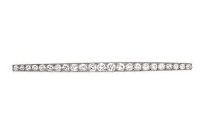 Lot 2293 - A Diamond Brooch the tapered bar set...