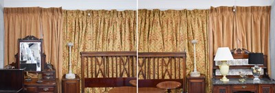 Lot 1133 - Modern Chenille Style Curtains comprising two...