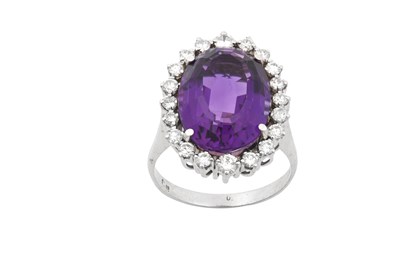 Lot 2237 - An 18 Carat White Gold Amethyst and Diamond...