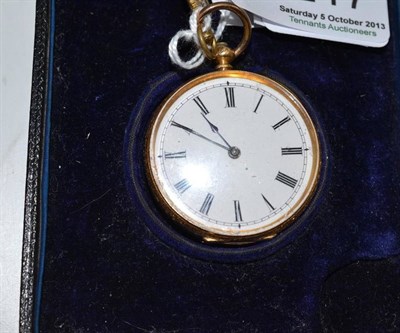 Lot 217 - A lady's fob watch with case stamped '18K'