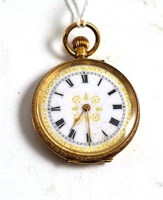 Lot 218 - A lady's 18ct gold fob watch, stamped with Convention London import hallmark