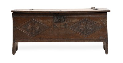 Lot 303 - An Oak Boarded Chest, 17th century, the...