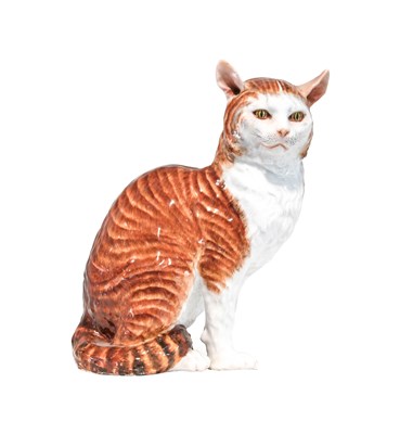 Lot 236 - A Sitzendorf Porcelain Cat, late 19th century,...